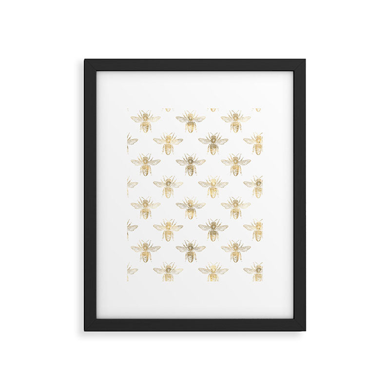 Gold Bee Pattern Framed Art Print Gallery Image 6