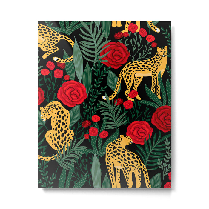 Leopards & Roses Pattern Metal Print Gallery Image 1