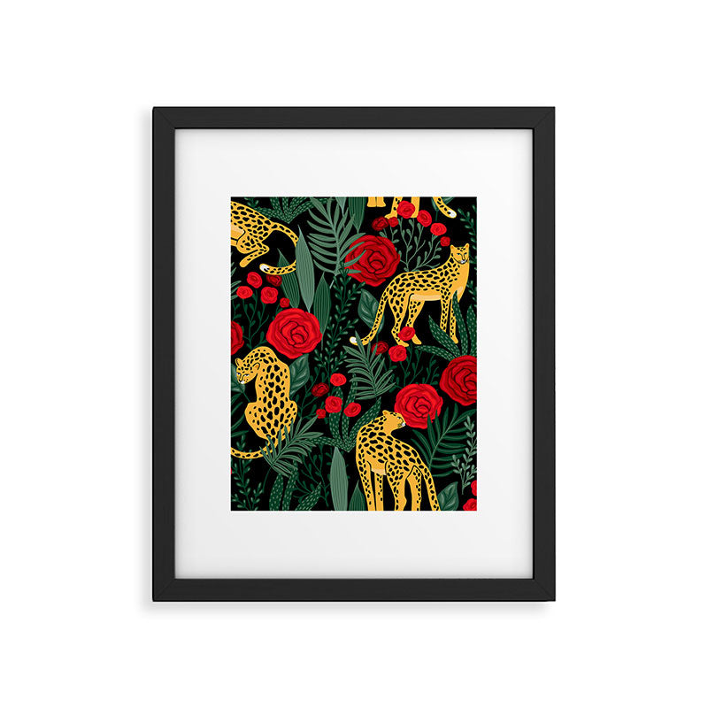 Leopards & Roses Pattern Framed Art Print Gallery Image 6
