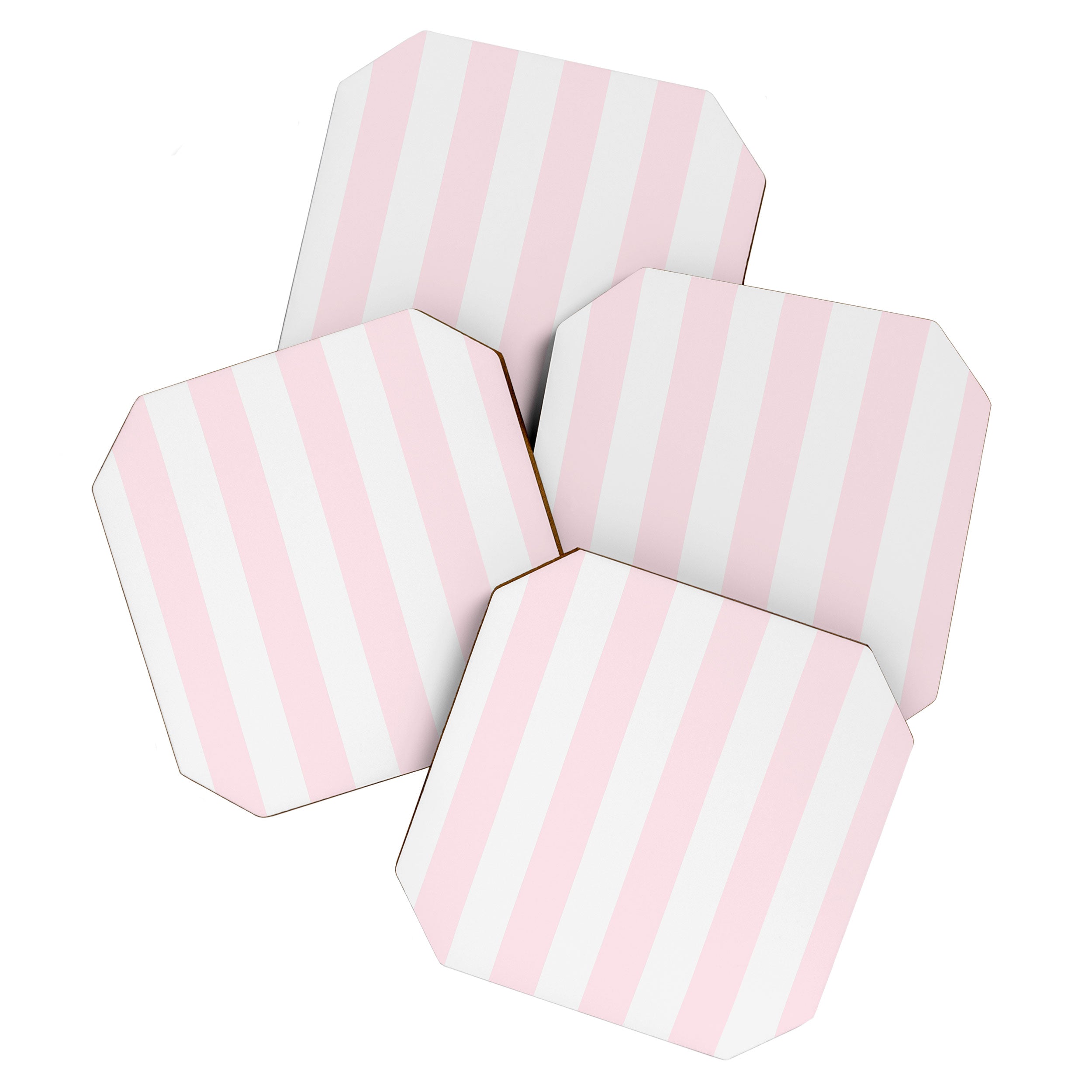 Luxury Striped Pastel Pink Coaster Gallery Image 1