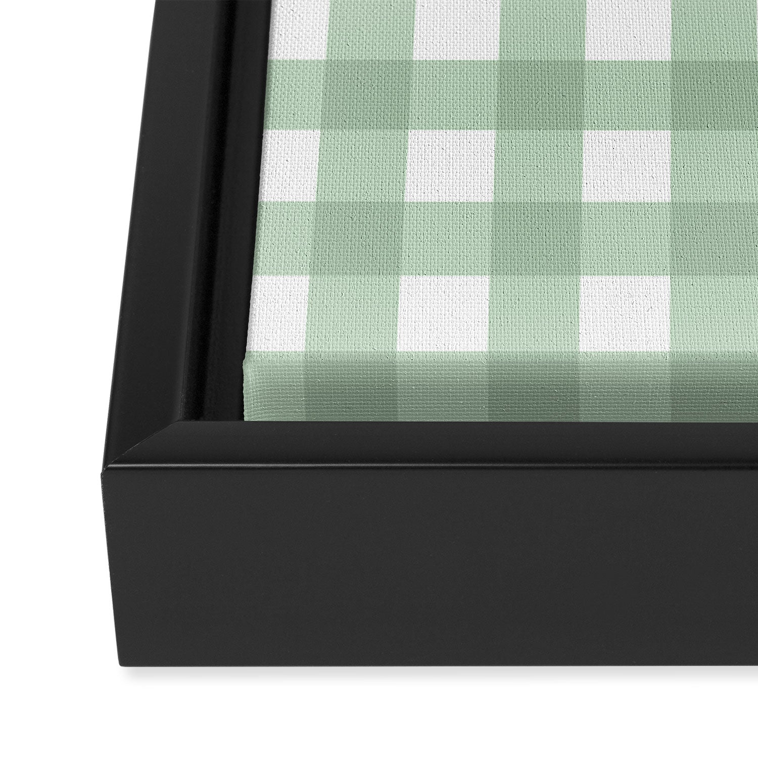 Sage Green Gingham  Framed Canvas Print Gallery Image 3