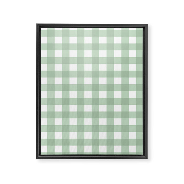 Sage Green Gingham  Framed Canvas Print Gallery Image 1
