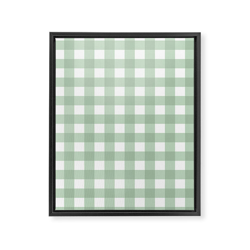 Sage Green Gingham  Framed Canvas Print Gallery Image 8
