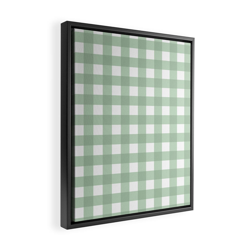 Sage Green Gingham  Framed Canvas Print Gallery Image 2