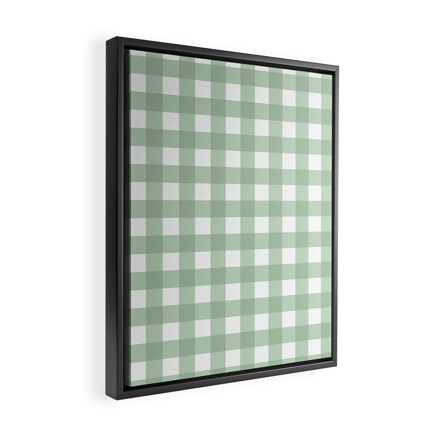 Sage Green Gingham  Framed Canvas Print Gallery Image 2