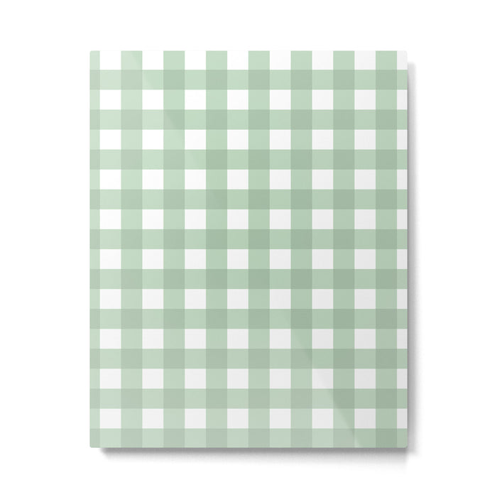 Sage Green Gingham  Metal Print Gallery Image 1