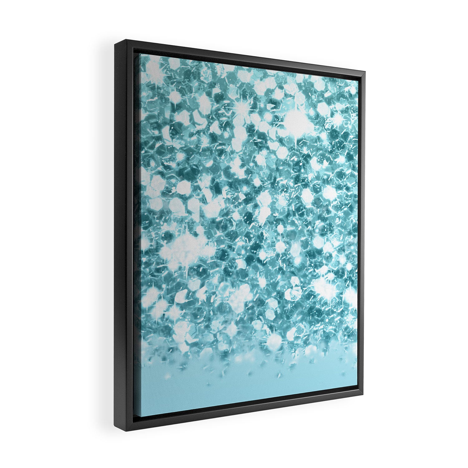 Sparkly Frozen Blue Glitter Ombre Framed Canvas Print Gallery Image 2
