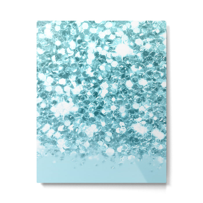 Sparkly Frozen Blue Glitter Ombre Metal Print Gallery Image 1