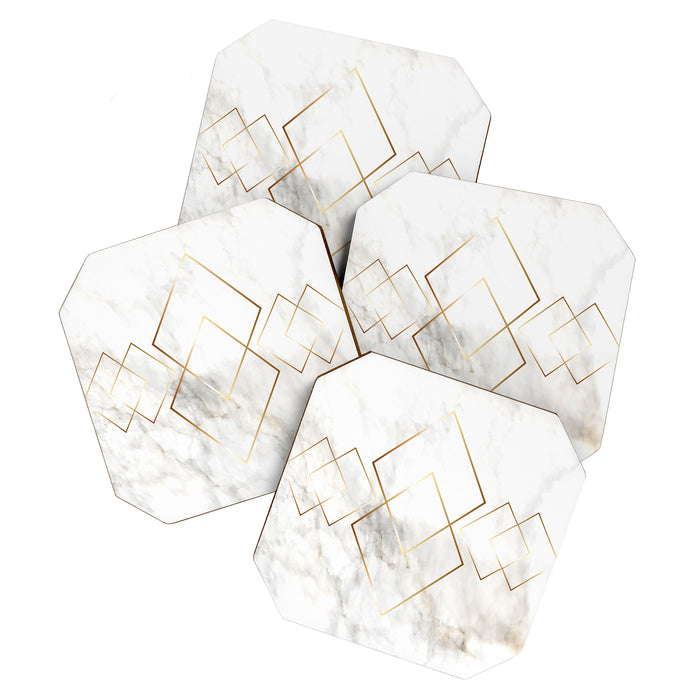 White Marble Gold Diamond Coaster Gallery Image 1