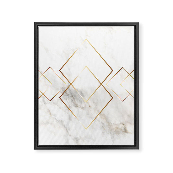 White Marble Gold Diamond Framed Canvas Print Gallery Image 1