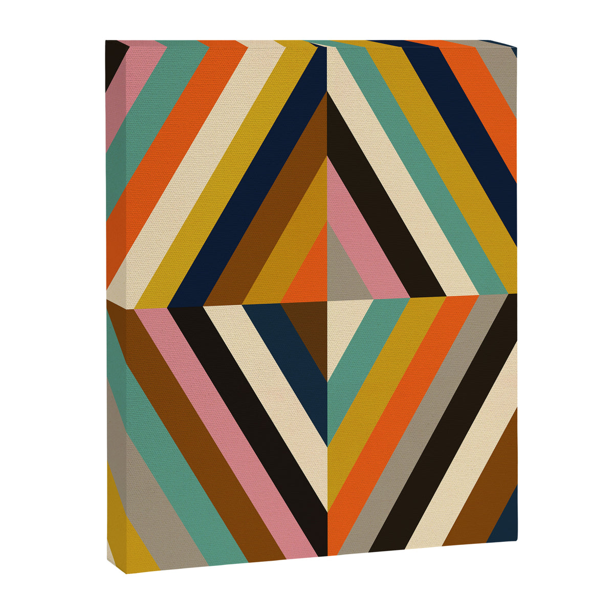 Mid Century Geometric Pattern Technicolor Diamond  Canvas Print Gallery Image 6