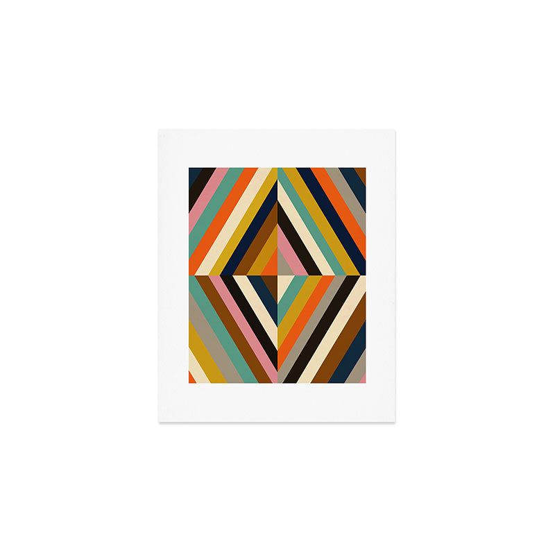 Mid Century Geometric Pattern Technicolor Diamond  Art Print Gallery Image 1