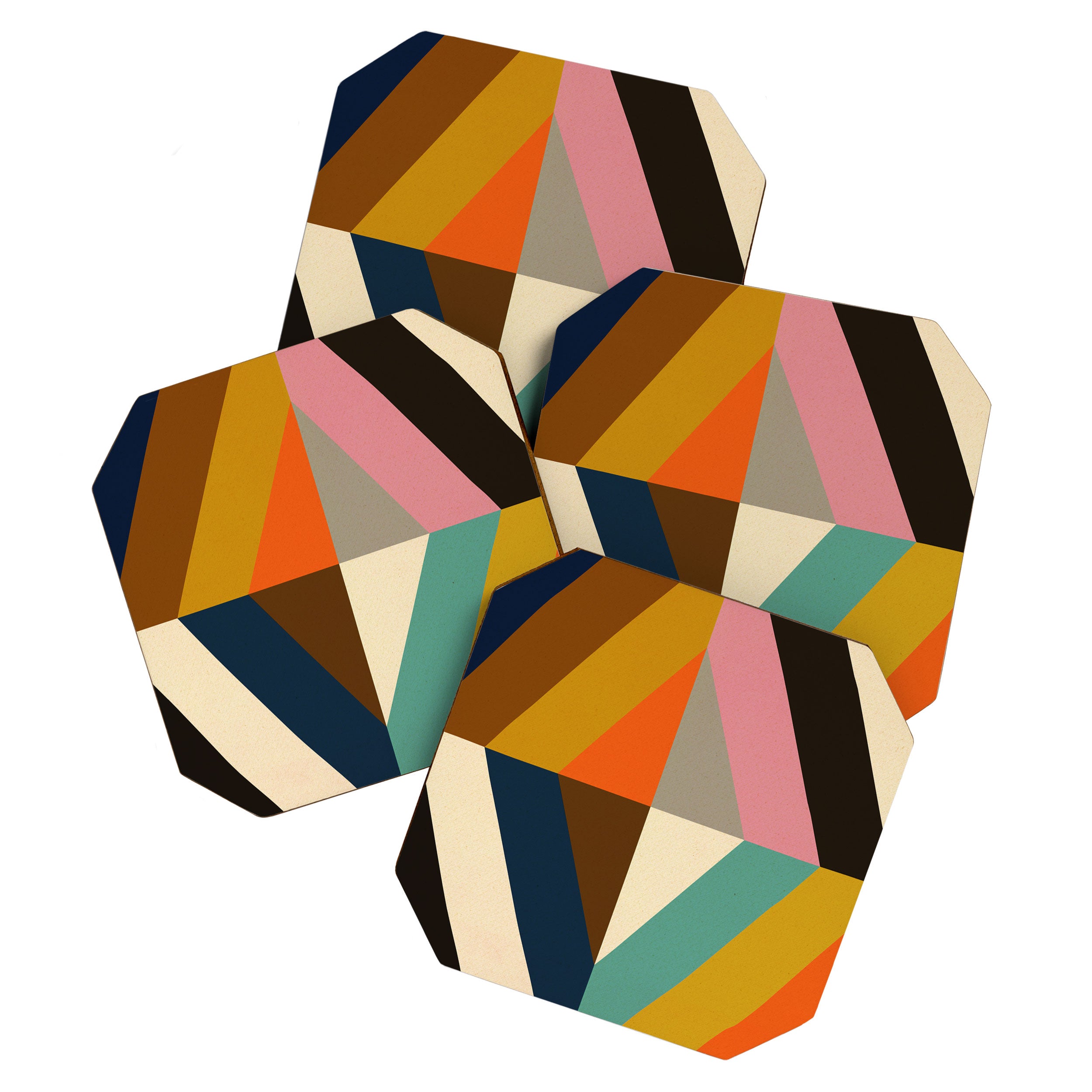 Mid Century Geometric Pattern Technicolor Diamond  Coaster Gallery Image 1