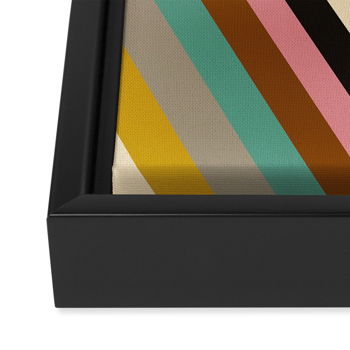 Mid Century Geometric Pattern Technicolor Diamond  Framed Canvas Print Gallery Image 3
