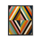 Mid Century Geometric Pattern Technicolor Diamond  Framed Canvas Print Gallery Image 6