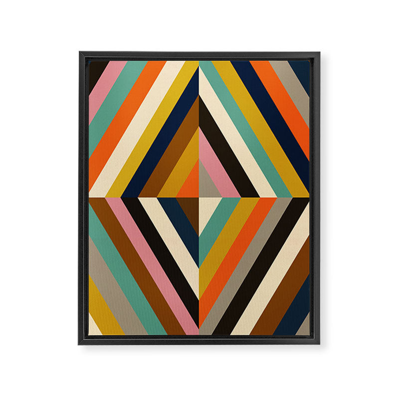Mid Century Geometric Pattern Technicolor Diamond  Framed Canvas Print Gallery Image 6