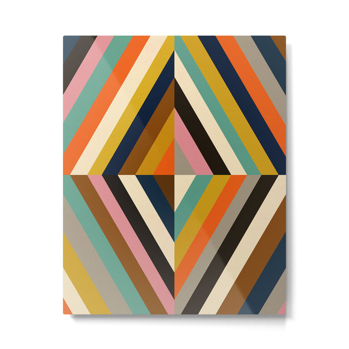Mid Century Geometric Pattern Technicolor Diamond  Metal Print Gallery Image 1