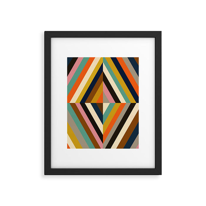 Mid Century Geometric Pattern Technicolor Diamond  Framed Art Print Gallery Image 1