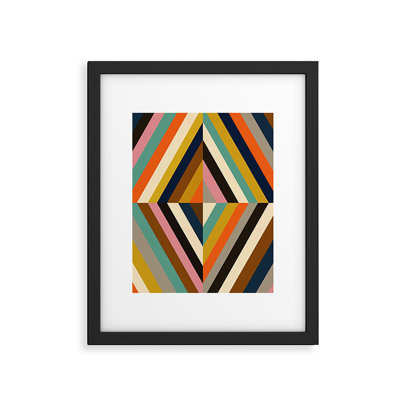 Mid Century Geometric Pattern Technicolor Diamond  Framed Art Print Gallery Image 5
