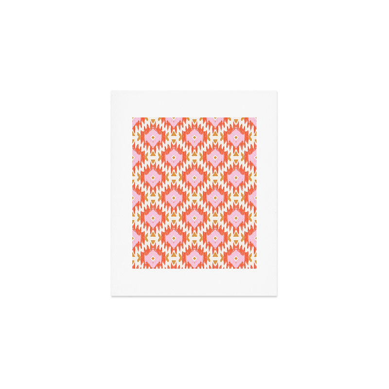 Orange Boho Ikat Pattern Art Print Gallery Image 1