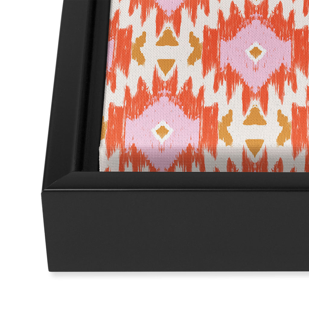 Orange Boho Ikat Pattern Framed Canvas Print Gallery Image 3