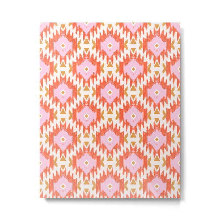 Orange Boho Ikat Pattern Metal Print Gallery Image 1