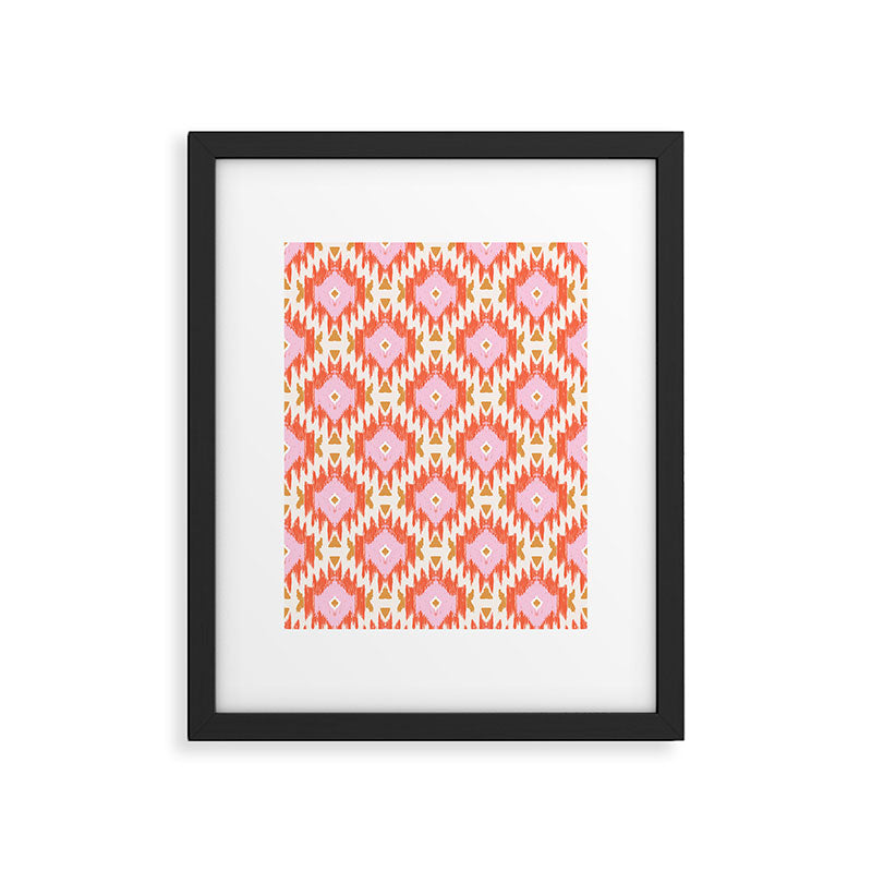 Orange Boho Ikat Pattern Framed Art Print Gallery Image 6