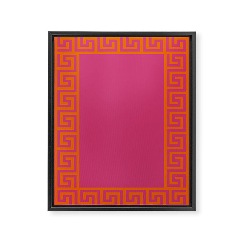 Pink Greek Key Print Framed Canvas Print Gallery Image 8