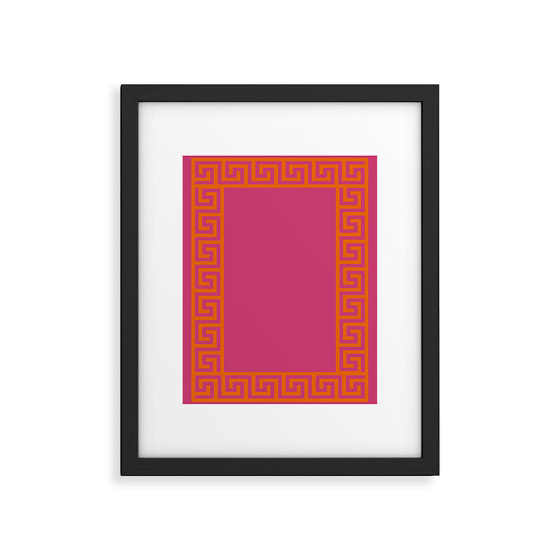 Pink Greek Key Print Framed Art Print Gallery Image 6