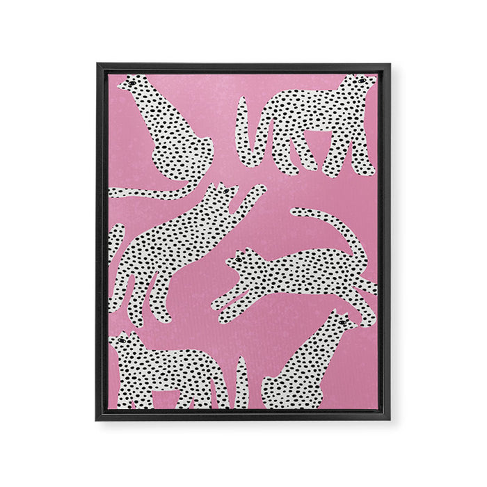 Pink Leopard Framed Canvas Print Gallery Image 1