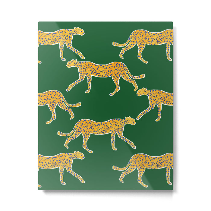 Tropical Animal Print Green Cheetah Illustration Metal Print Gallery Image 1