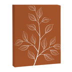 Delicate White Leaves and Branch on a Rust Orange Background Canvas Print Gallery Image 8