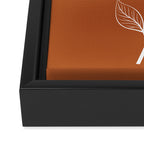 Delicate White Leaves and Branch on a Rust Orange Background Framed Canvas Print Gallery Image 3