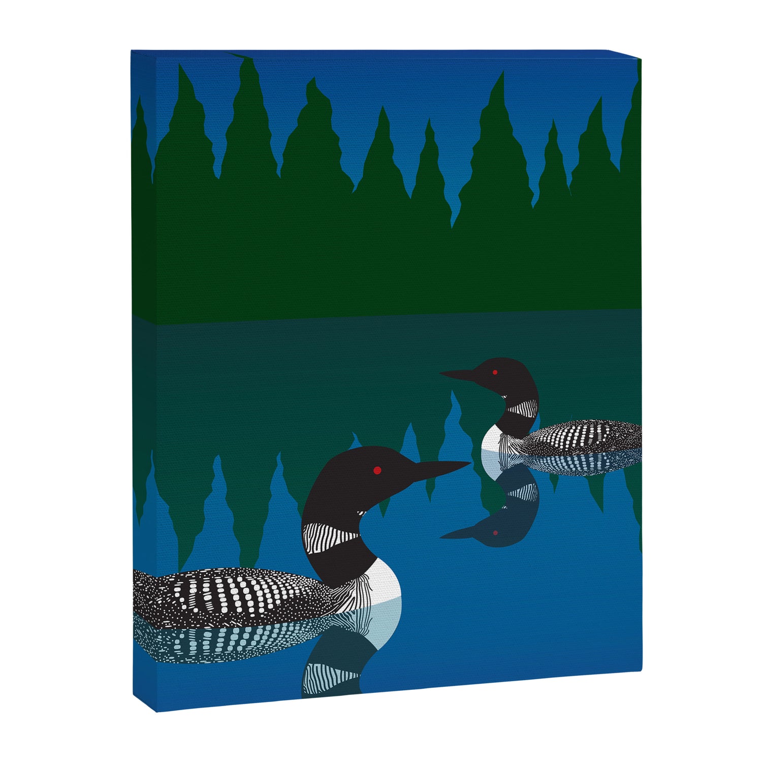 Loons in a Woodland Lake Canvas Print Gallery Image 6