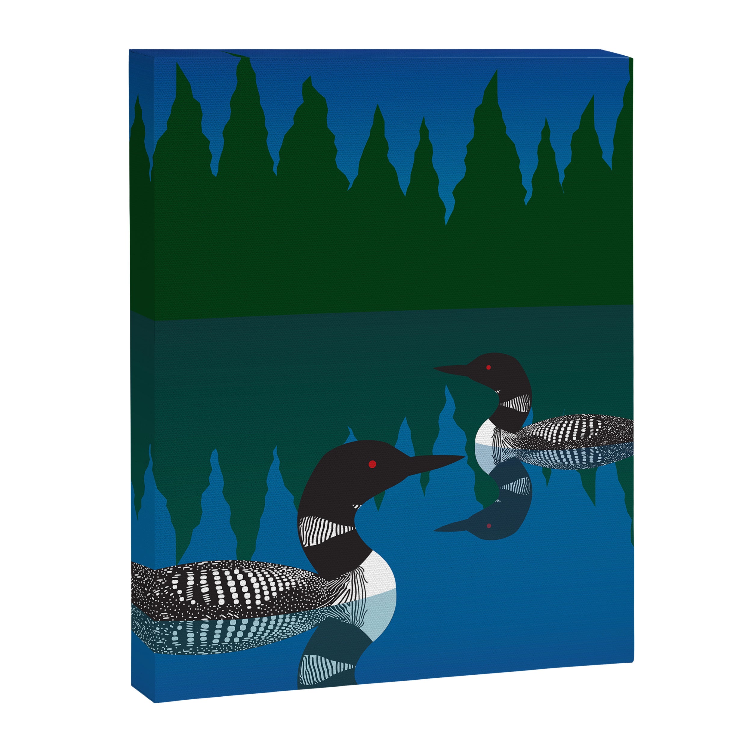 Loons in a Woodland Lake Canvas Print Gallery Image 6