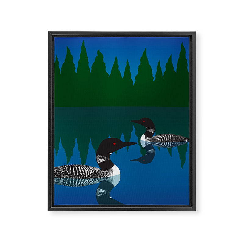 Loons in a Woodland Lake Framed Canvas Print Gallery Image 6