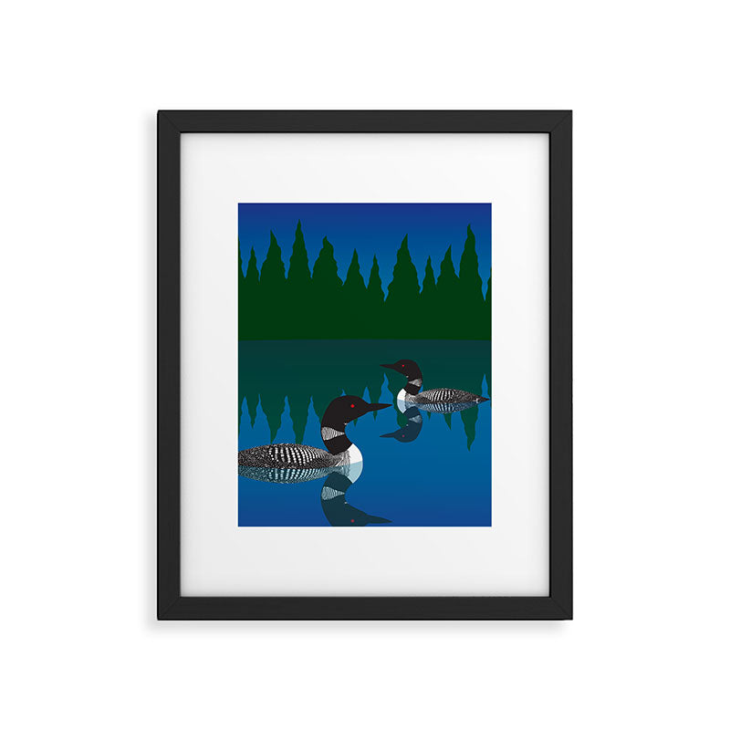 Loons in a Woodland Lake Framed Art Print Gallery Image 5