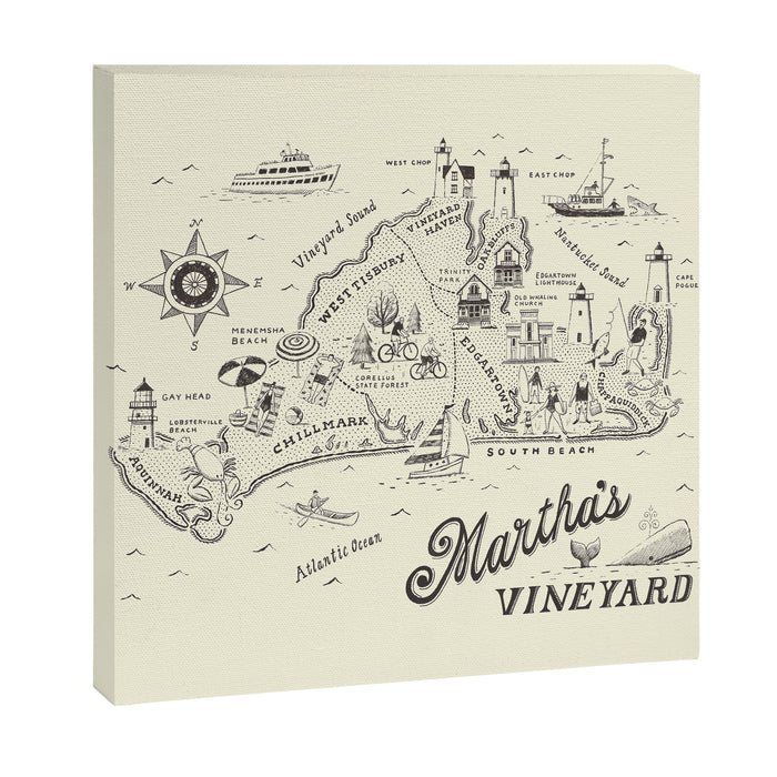 Martha's Vineyard Map Canvas Print Gallery Image 1