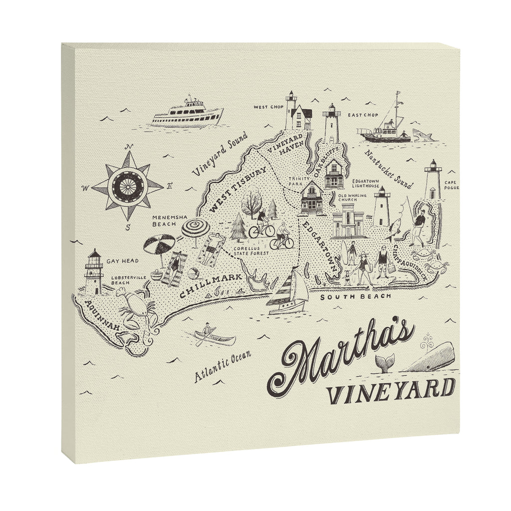Martha's Vineyard Map Canvas Print Gallery Image 3
