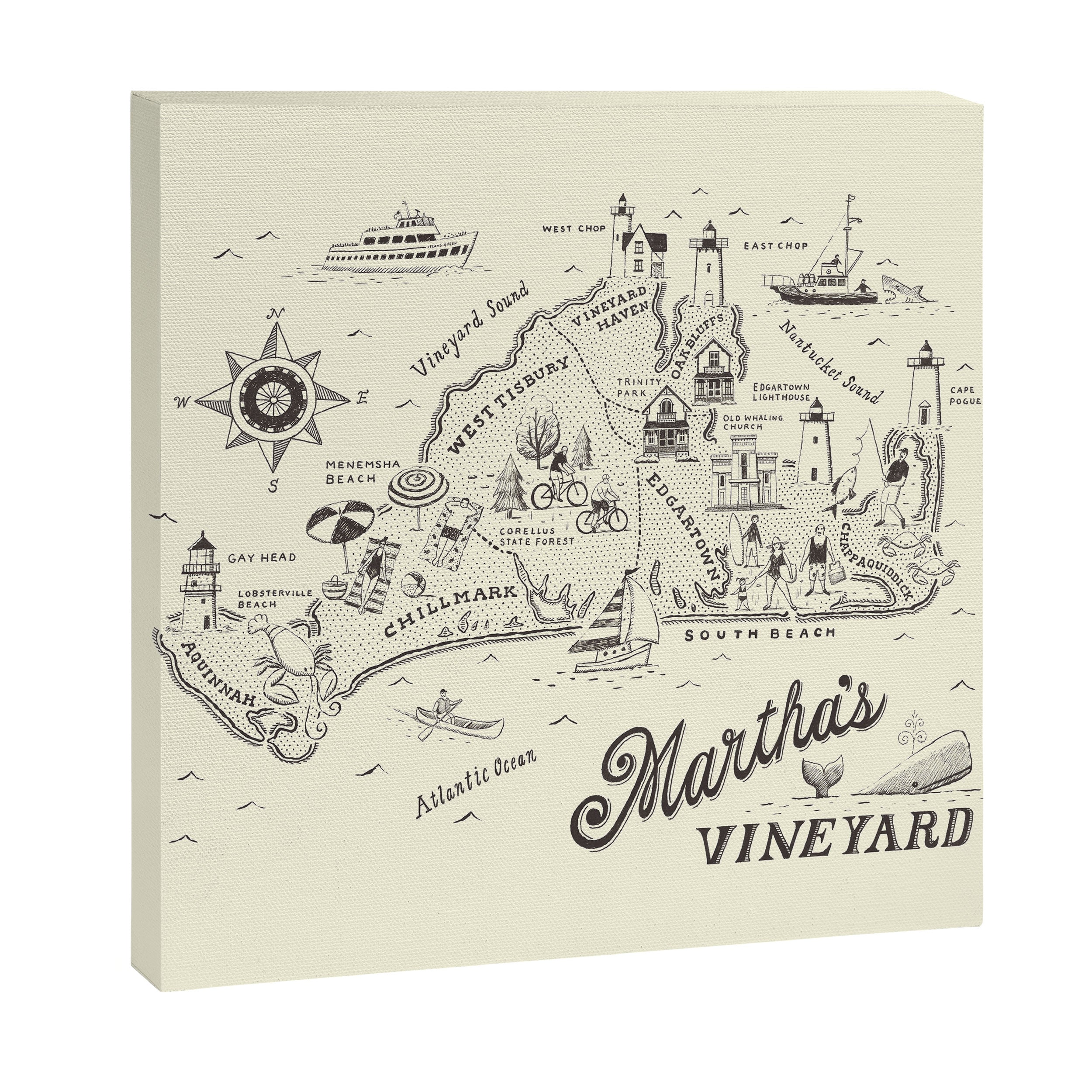 Martha's Vineyard Map Canvas Print Gallery Image 3