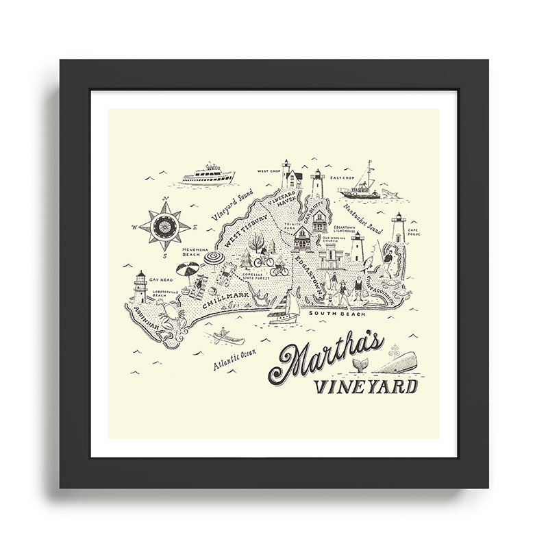 Martha's Vineyard Map Framed Art Print Gallery Image 1
