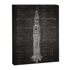 Apollo 11 Saturn V Blueprint in High Resolution (black) Canvas Print Gallery Image 6