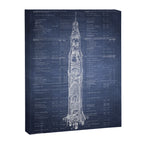 Apollo 11 Saturn V Blueprint in High Resolution (dark blue) Canvas Print Gallery Image 6