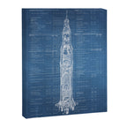 Apollo 11 Saturn V Blueprint in High Resolution (light blue) Canvas Print Gallery Image 6