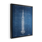 Apollo 11 Saturn V Blueprint in High Resolution (light blue) Framed Canvas Print Gallery Image 2