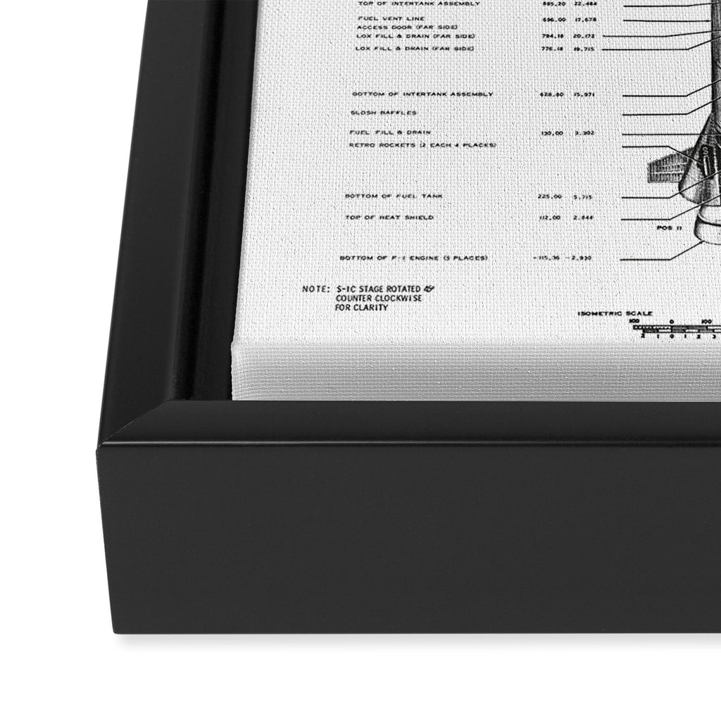 Apollo 11 Saturn V Blueprint in High Resolution (white) Framed Canvas Print Gallery Image 3