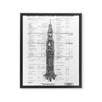 Apollo 11 Saturn V Blueprint in High Resolution (white) Framed Canvas Print Gallery Image 6
