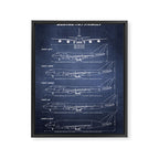 Boeing 747 Family Blueprint in High Resolution (dark blue) Framed Canvas Print Gallery Image 6