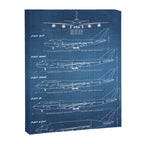 Boeing 747 Family Blueprint in High Resolution (light blue) Canvas Print Gallery Image 6