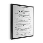 Boeing 747 Family Blueprint in High Resolution (white) Framed Canvas Print Gallery Image 2